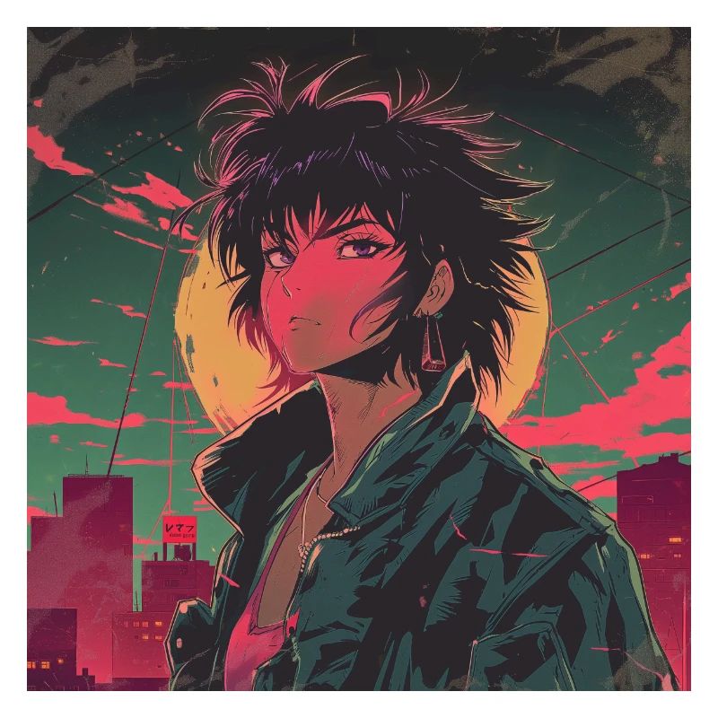 Années 80 Anime Guy Calmant Impression de mode de haute qualité