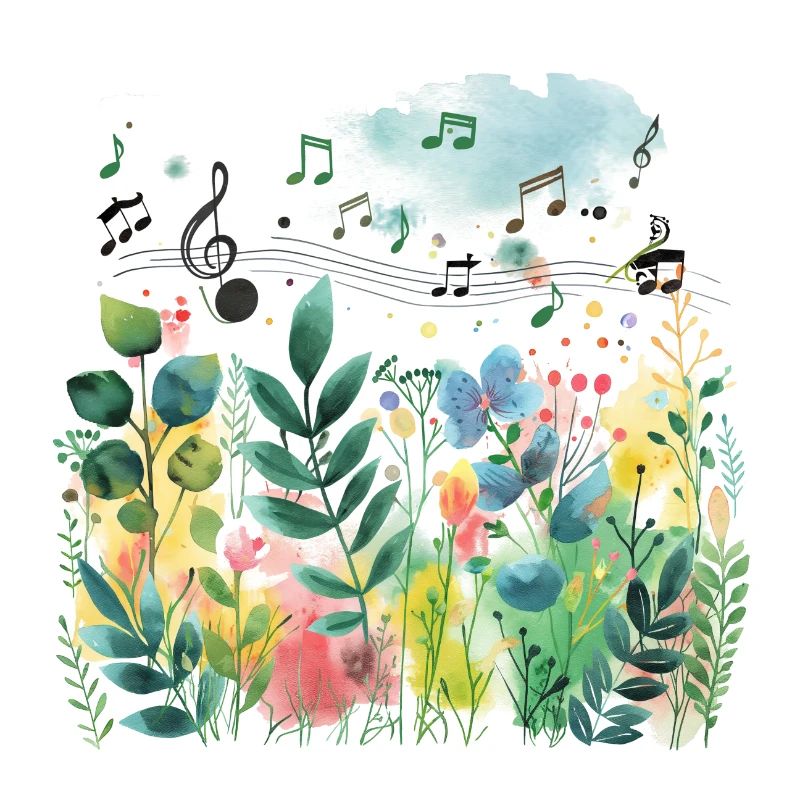 Plantes et musique - Impression de mode de haute qualité
