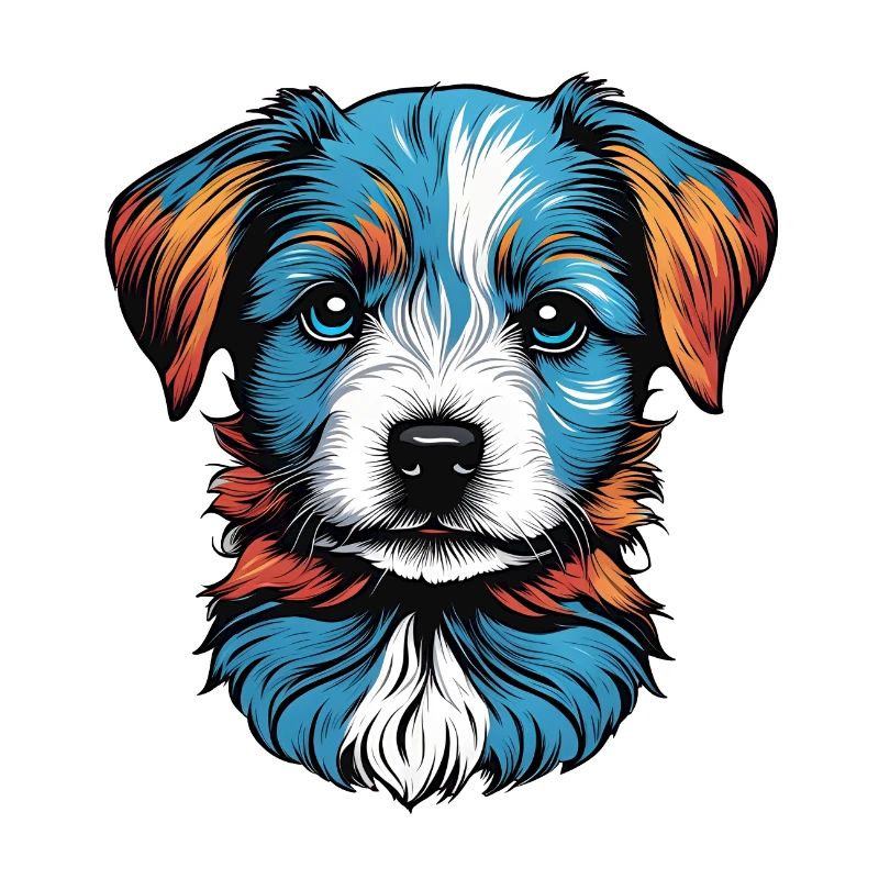 Portrait d'un petit chien bleu