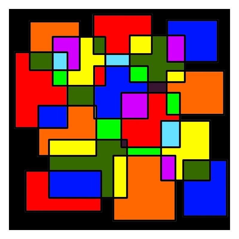 Intersection de carrés colorés