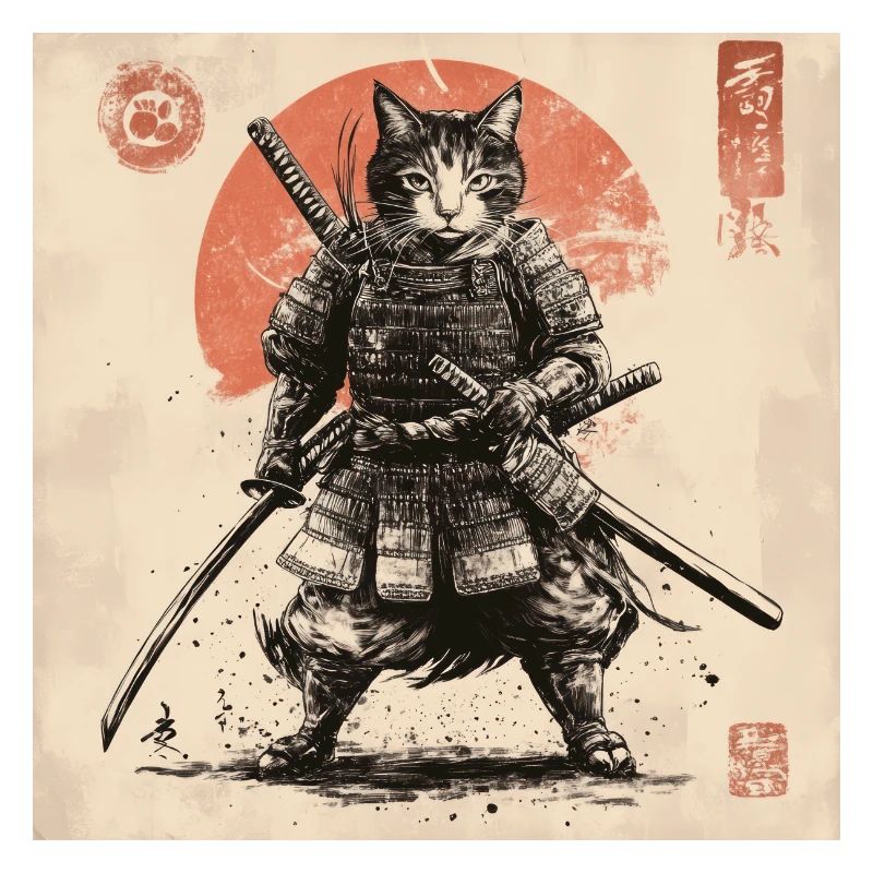 Chat Samouraï Japon Ukiyo-E