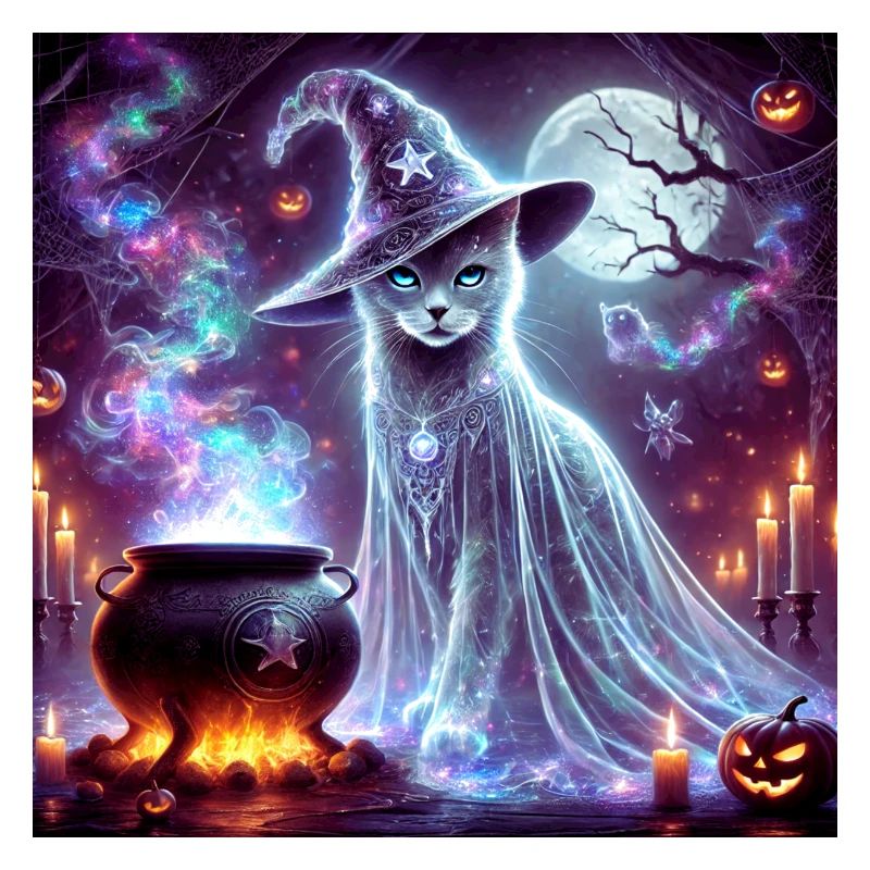 Mysterious Wizard Ghost Cat