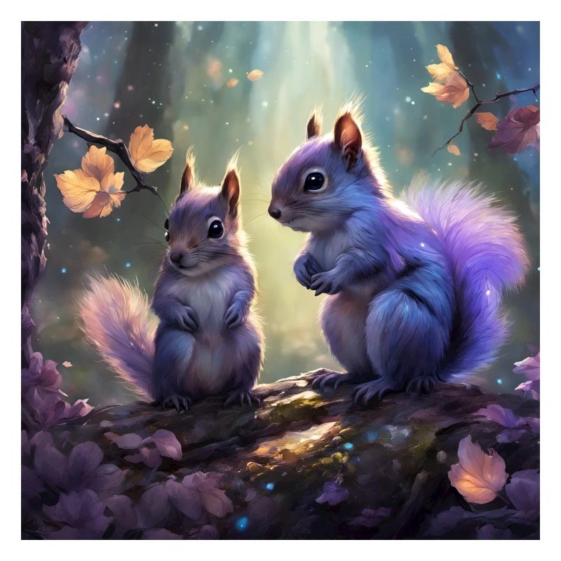 Ein paar süße Eichhörnchen ganz in Lavendel