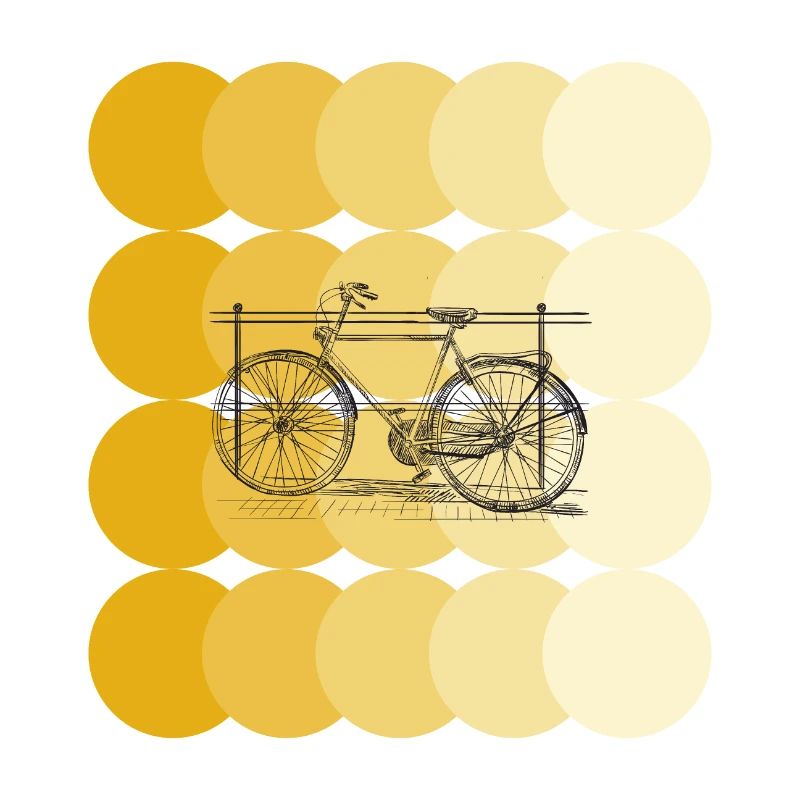 Vintage Bicycle and Yellow Circles Art