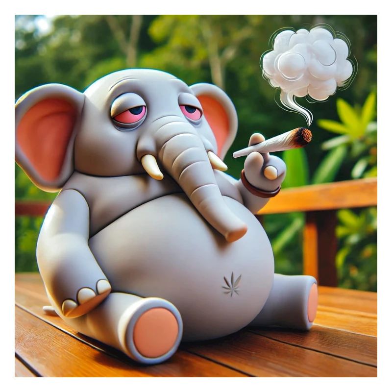 Smoking pot elephant with joint