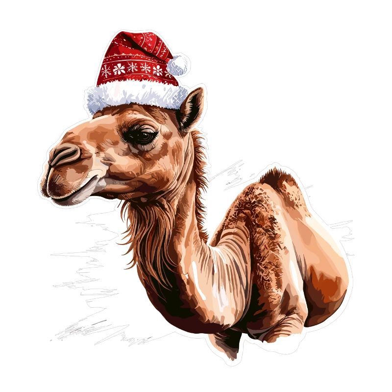 Kamel mit Weihnachtsmütze