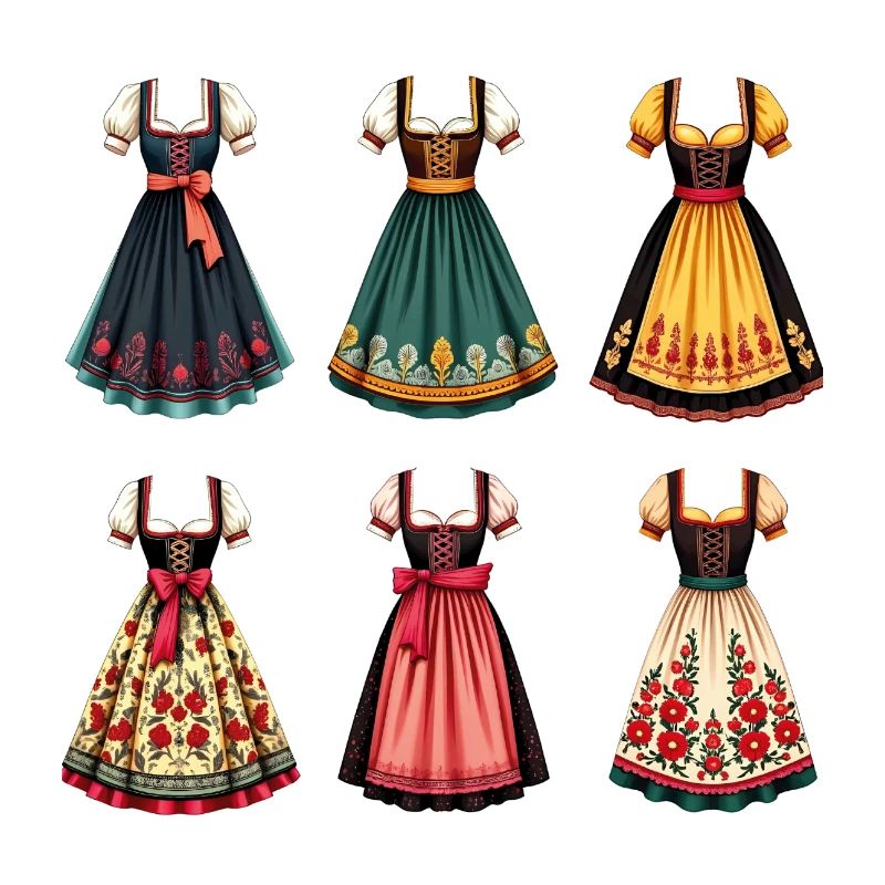 Traditionelle Dirndl Kleider im bayerischen Stil