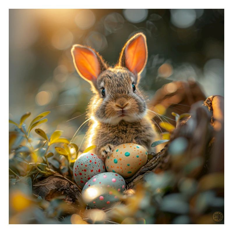 Osterhase mit Eiern