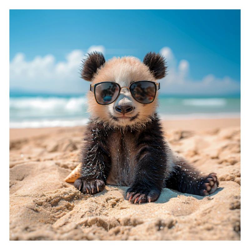 Panda am Strand