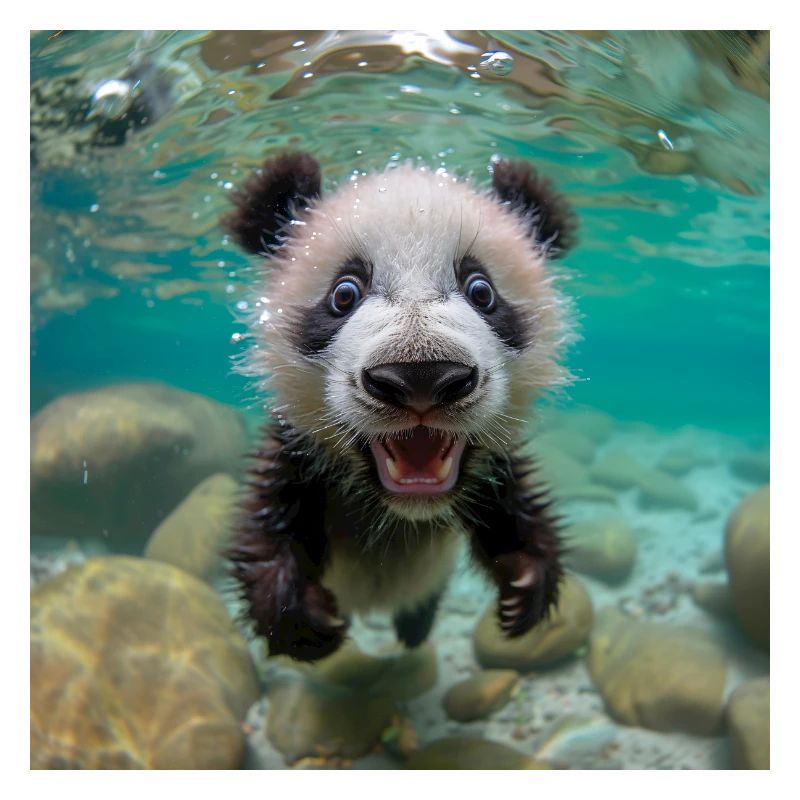 Panda under water