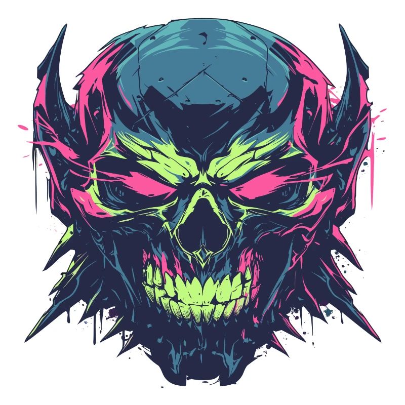A furious skeleton with colorful graphics