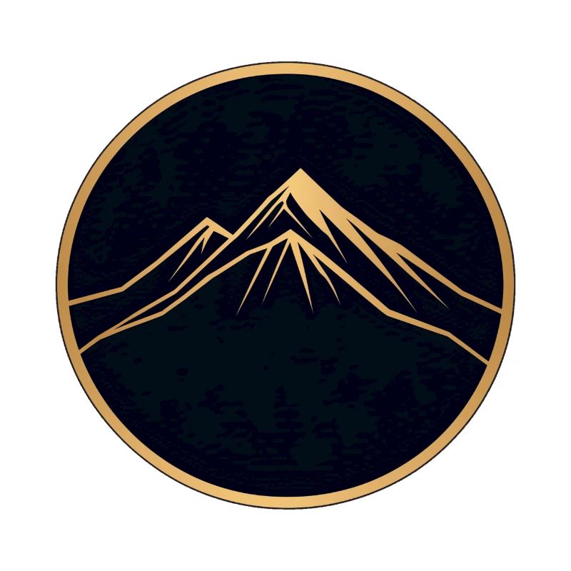 Hiker, Mountain Walk, Round Logo