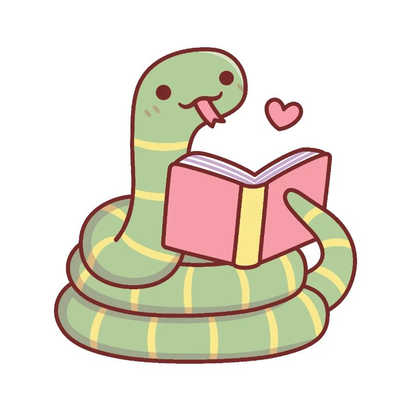 Cute Snake Curl Up With A Book Loves Reading