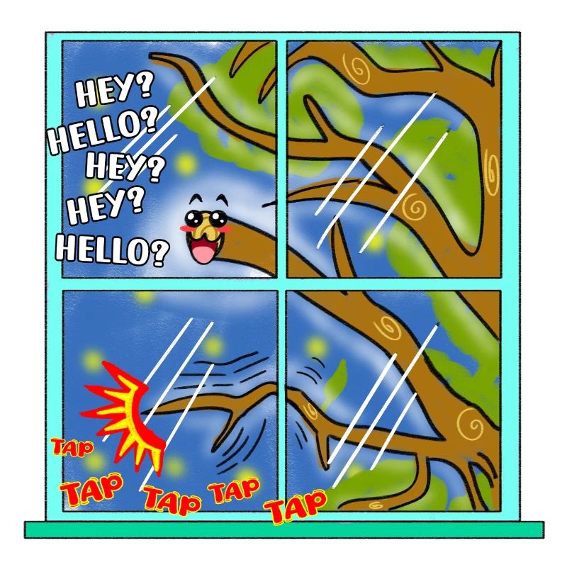 Drôle Kawaii Mignon Branche d’arbre Tapping Art classique