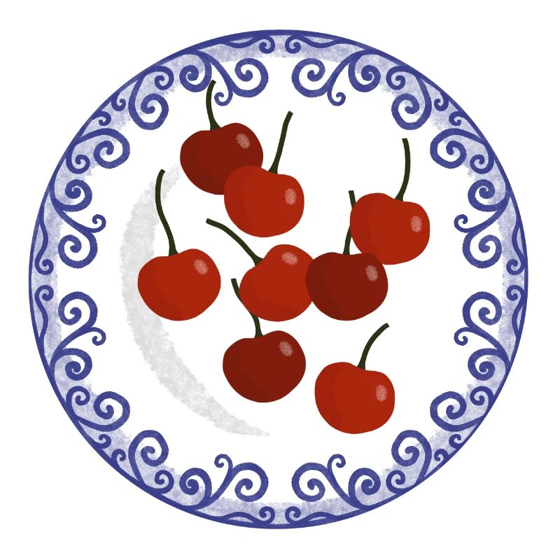cherries on vintage plate