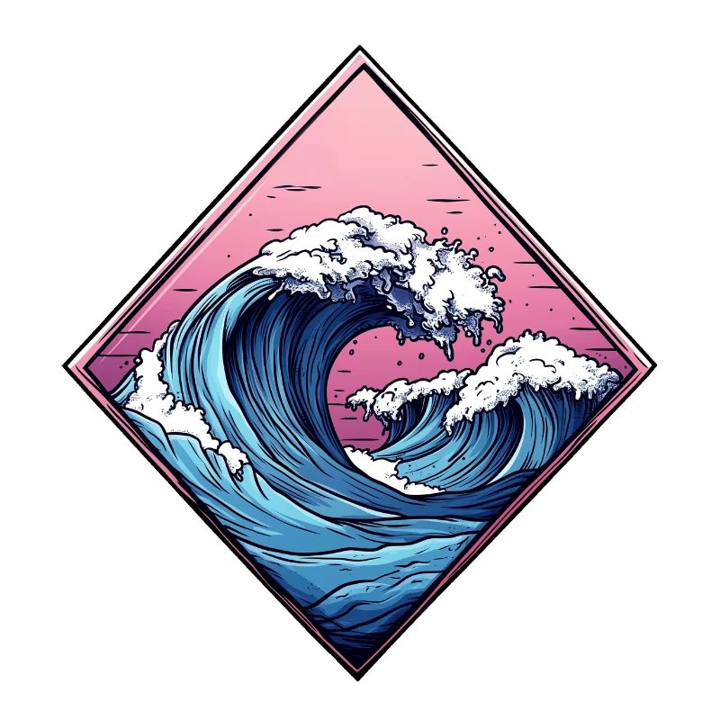 wave logo, diamond shape, ocean design