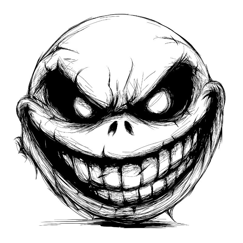 Monster creepy face with teeth