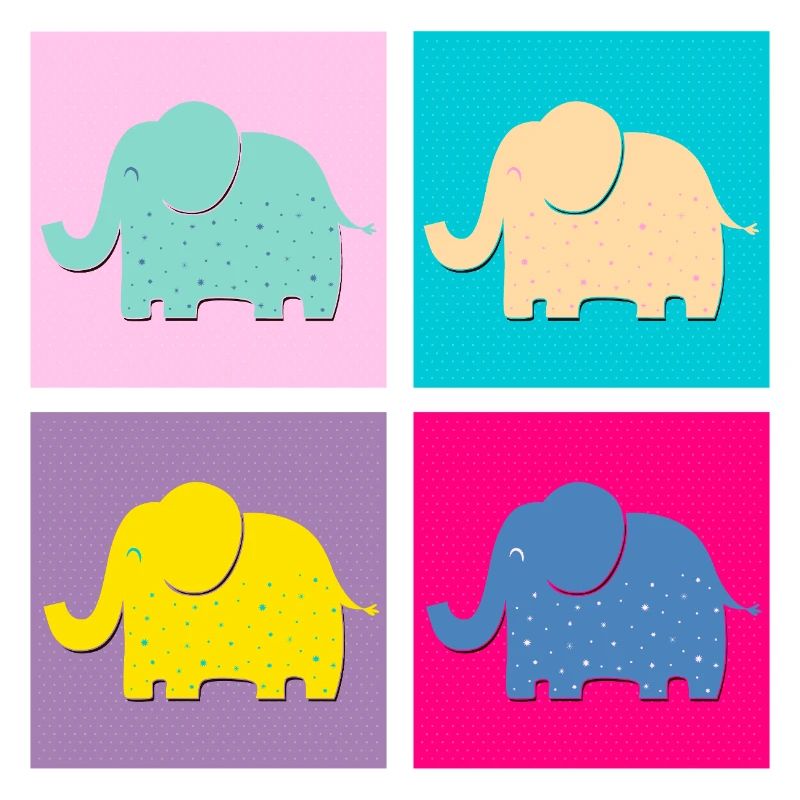 Elephants (Squares, Pop Art)