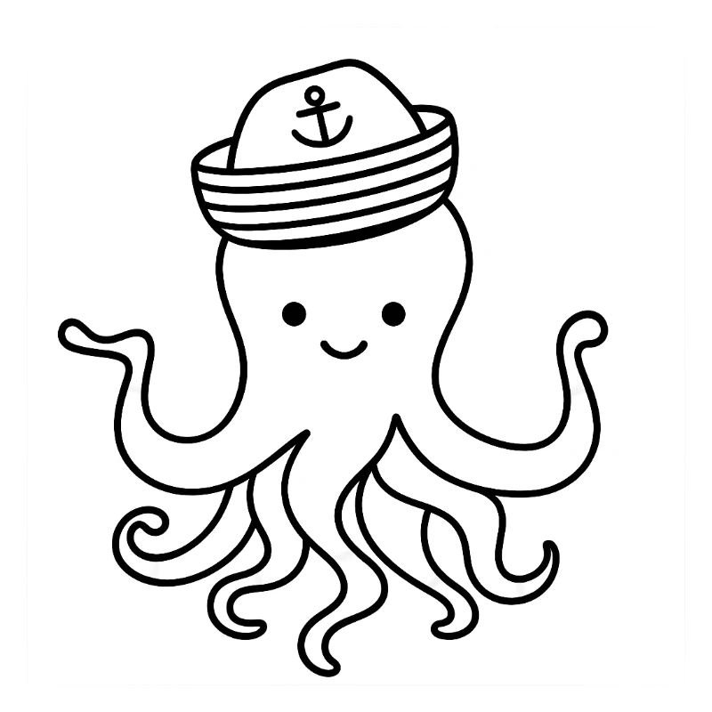 Pieuvre mignonne avec chapeau d’ancre