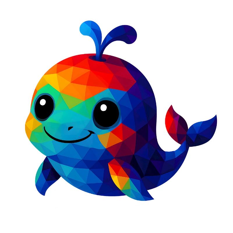 WPAP Polygon Kawaii Style Whale Animals