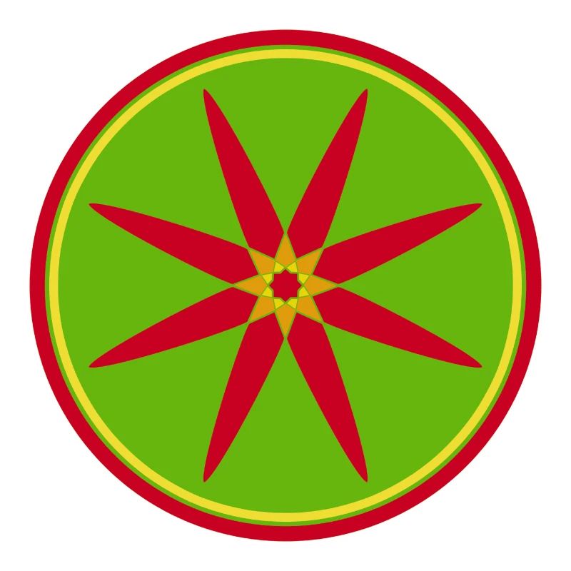 Stylisches Mandala mit roten Blättern