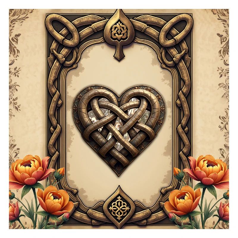 Celtic Heart Linked with Flowers