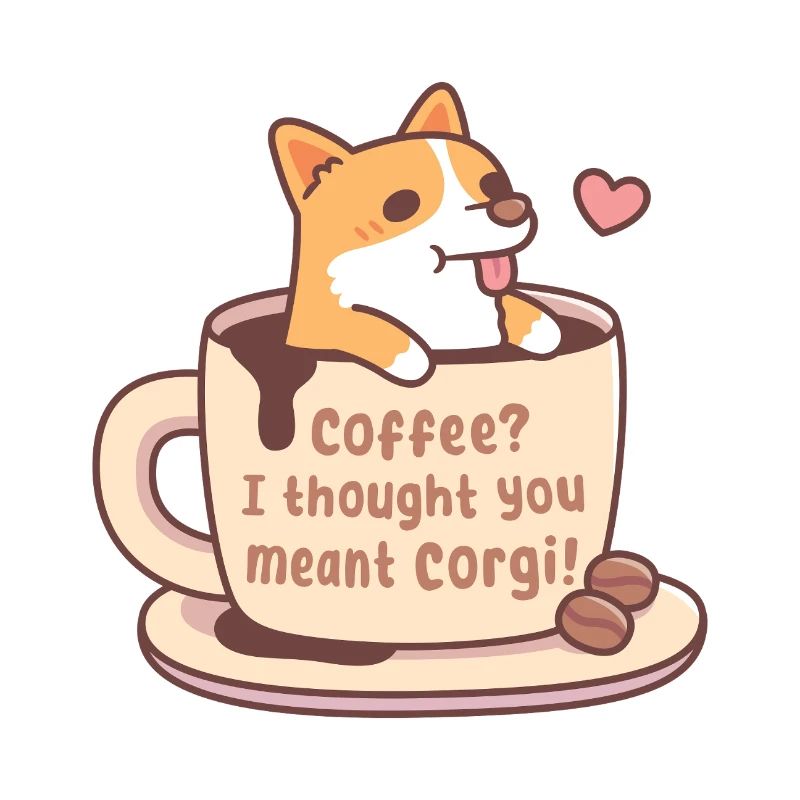 Süßer Corgi in Becherkaffee Ich dachte, du meinst Corgi