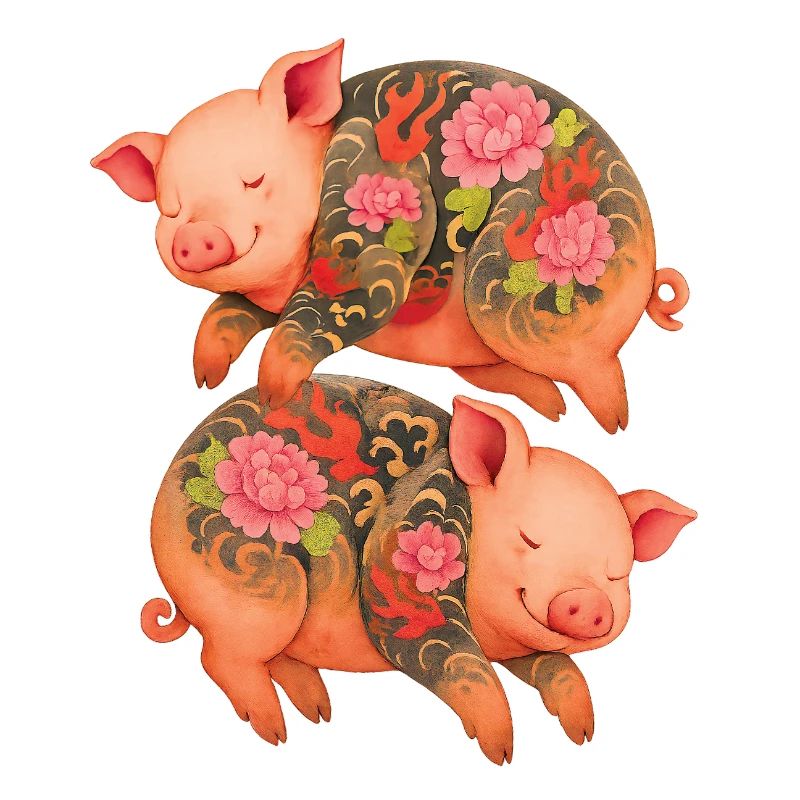 Floating Tattooed Piglets – Double Zen Ink