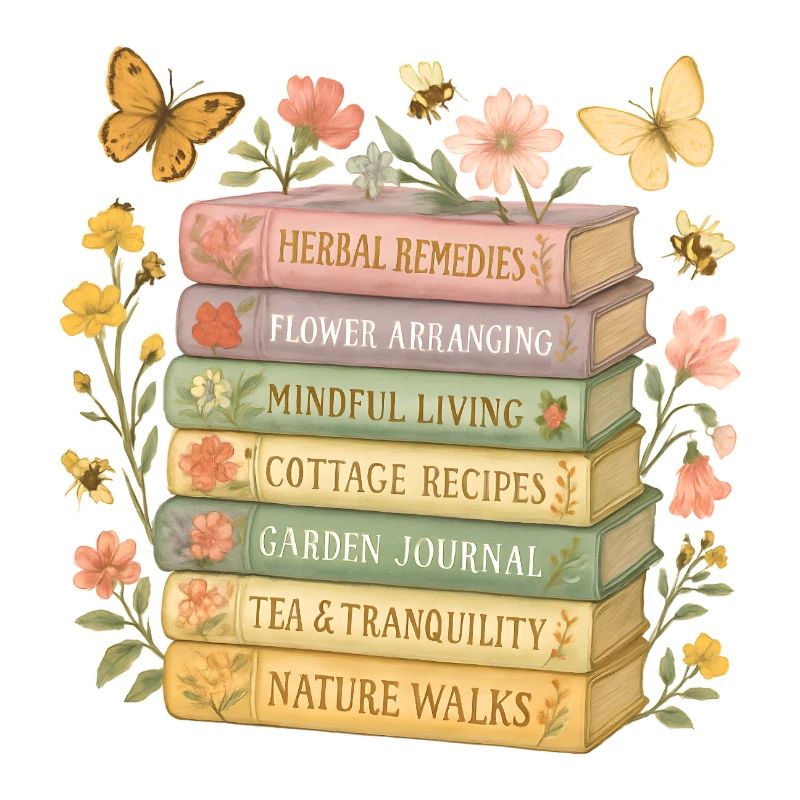 Nature and Book Lovers Floral Book Stack