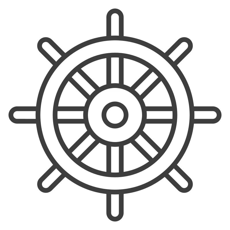 Ship Wheel Icon – Nautical Line Art Style