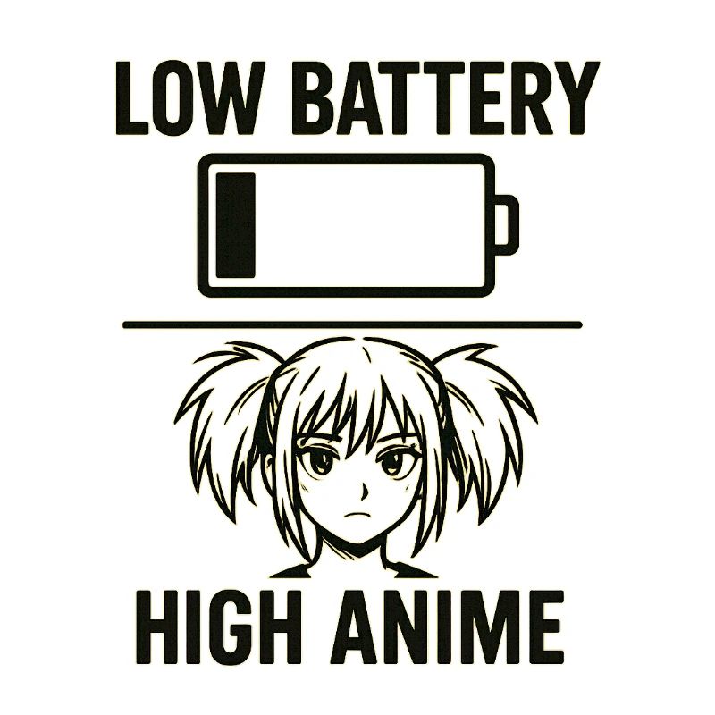 Anime Mädchen mit Akku Warnung
