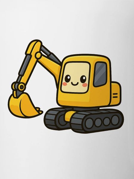 Cute excavator with googly eyes