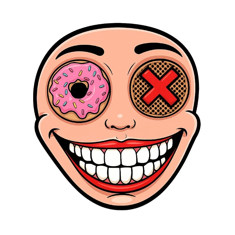 Sourire éclectique avec beignet et pétale