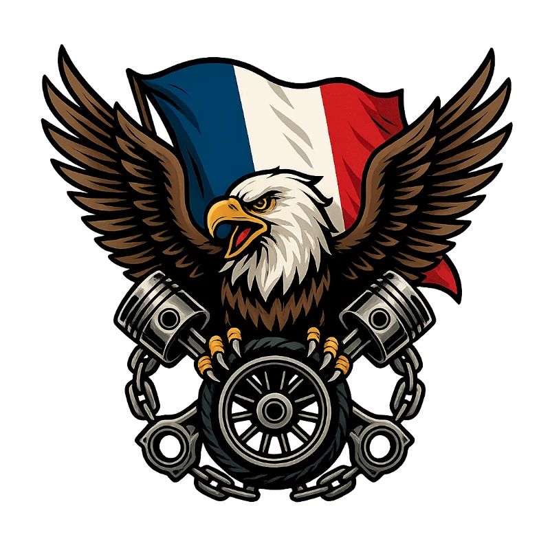 Aigle français avec drapeau 