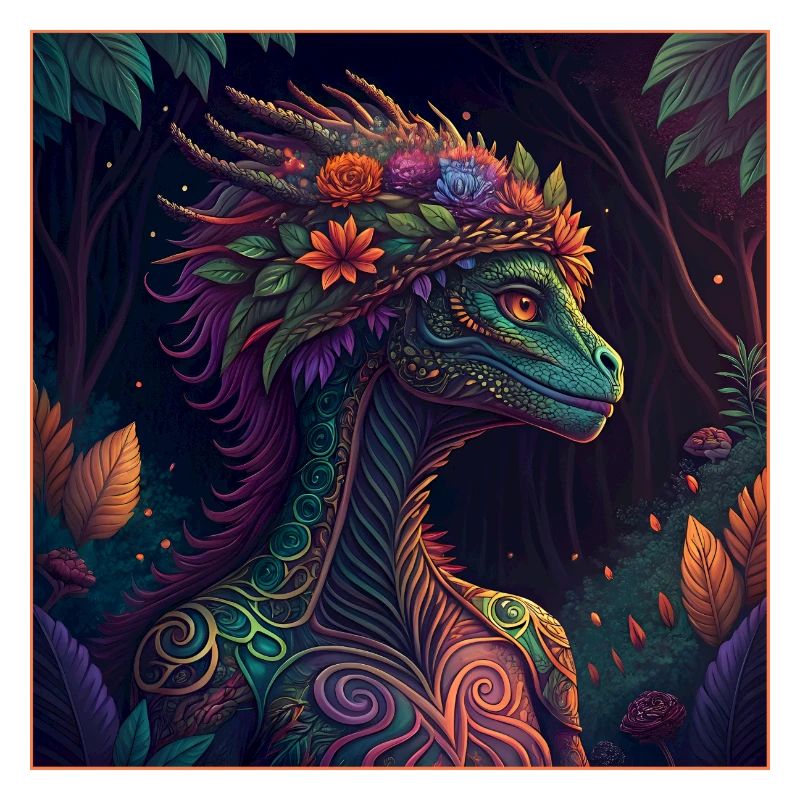 Mythical Jungle Dragon Illustration