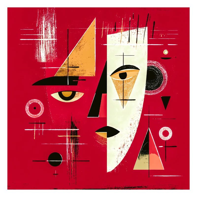 Contemporary Abstract Face in Red