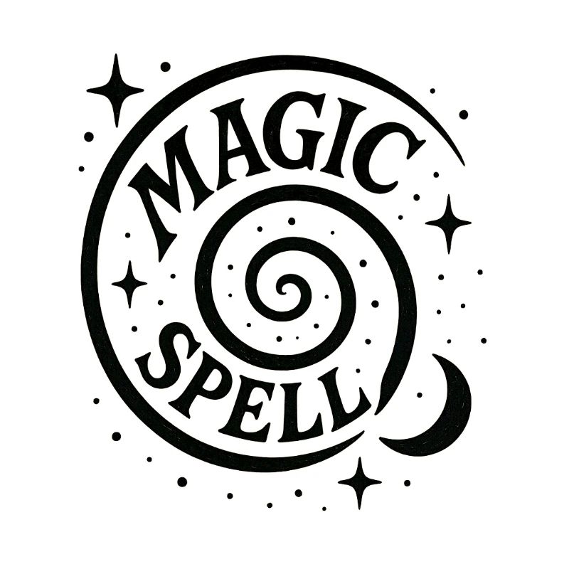 Spirale magique avec lune et étoiles