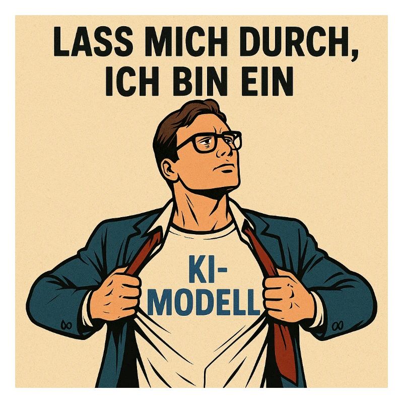 Humorvoller KI-Modell Heldenkleidung