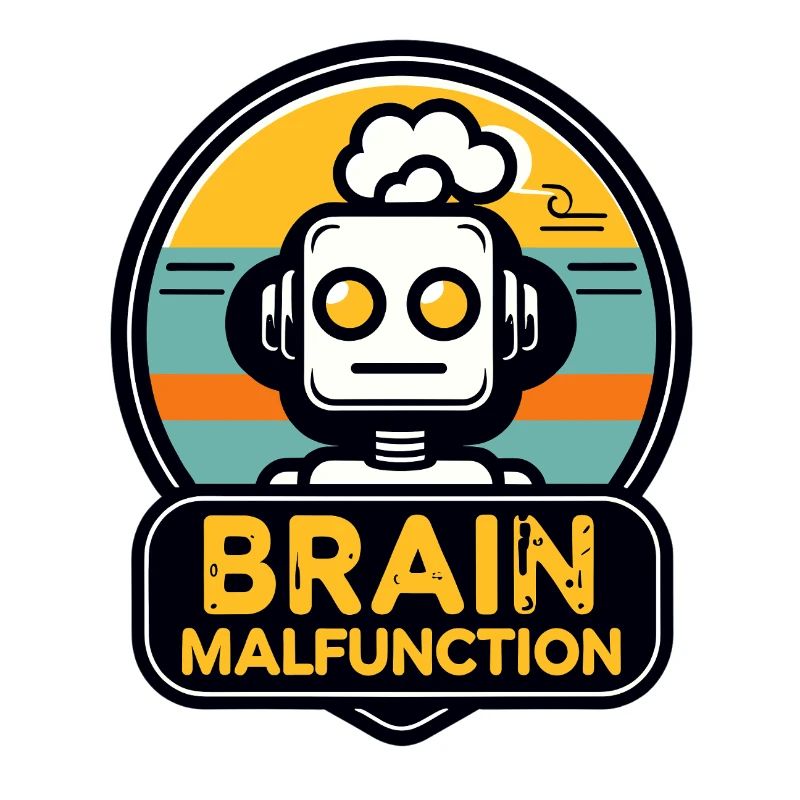 Logo de robot rétro de dysfonctionnement cérébral