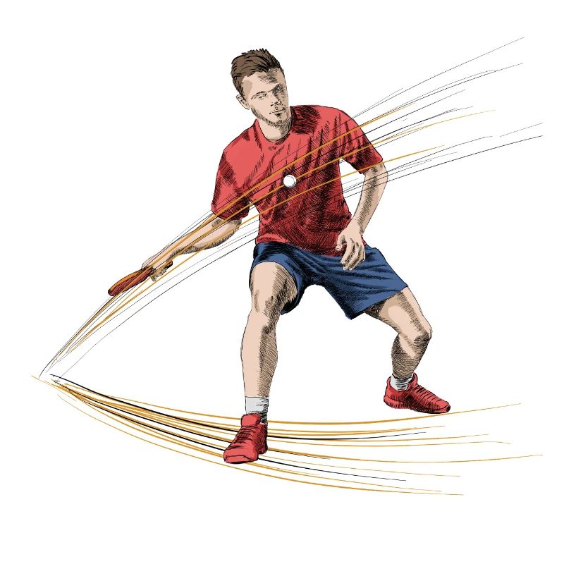 Dynamic table tennis player with energy effects