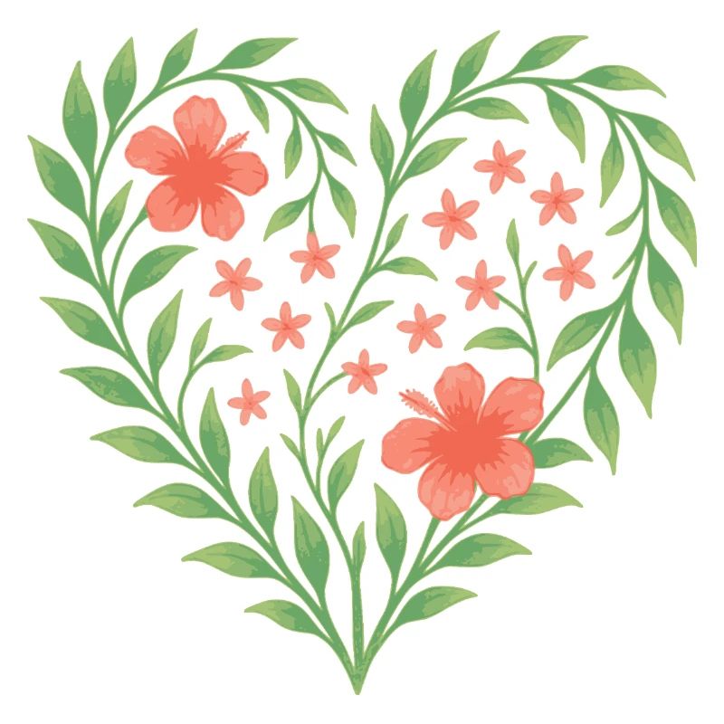 Coeur de fleur avec de délicates fleurs rouges