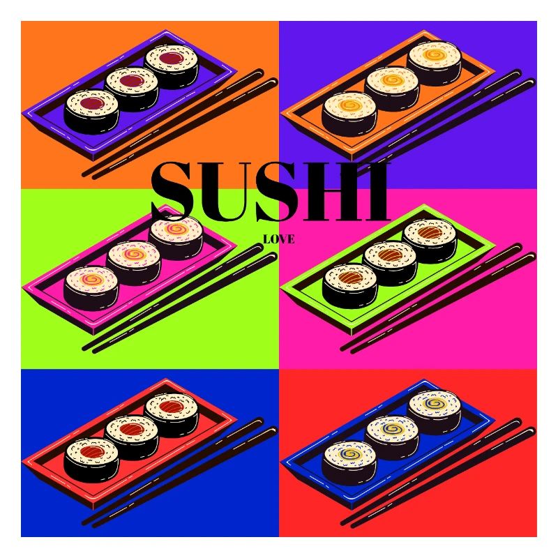 Bunte Sushi-Design mit Pop-Art-Stil