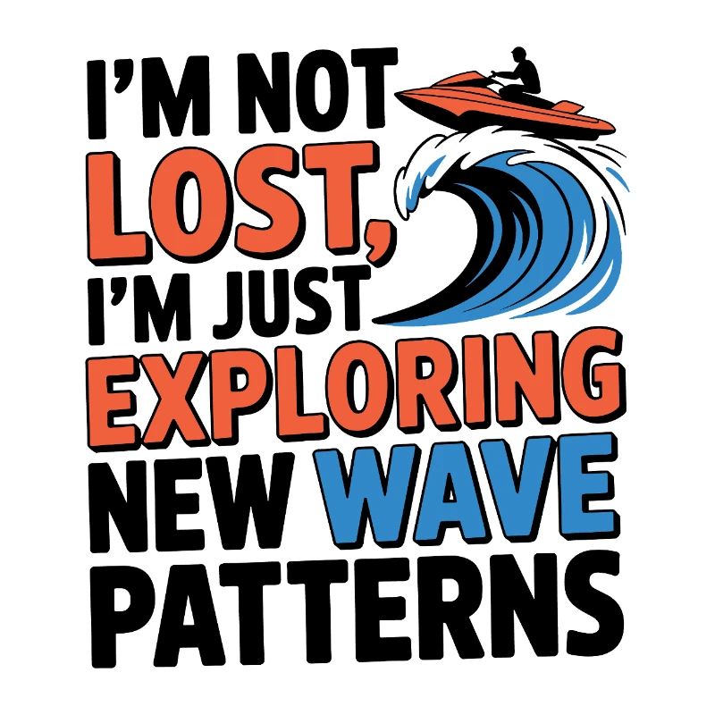 Drôle de jet ski perdu explorant les vagues