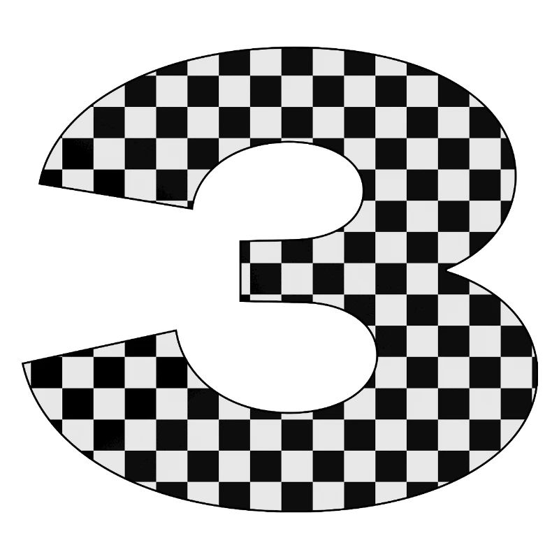 Checkerboard Number Three Design