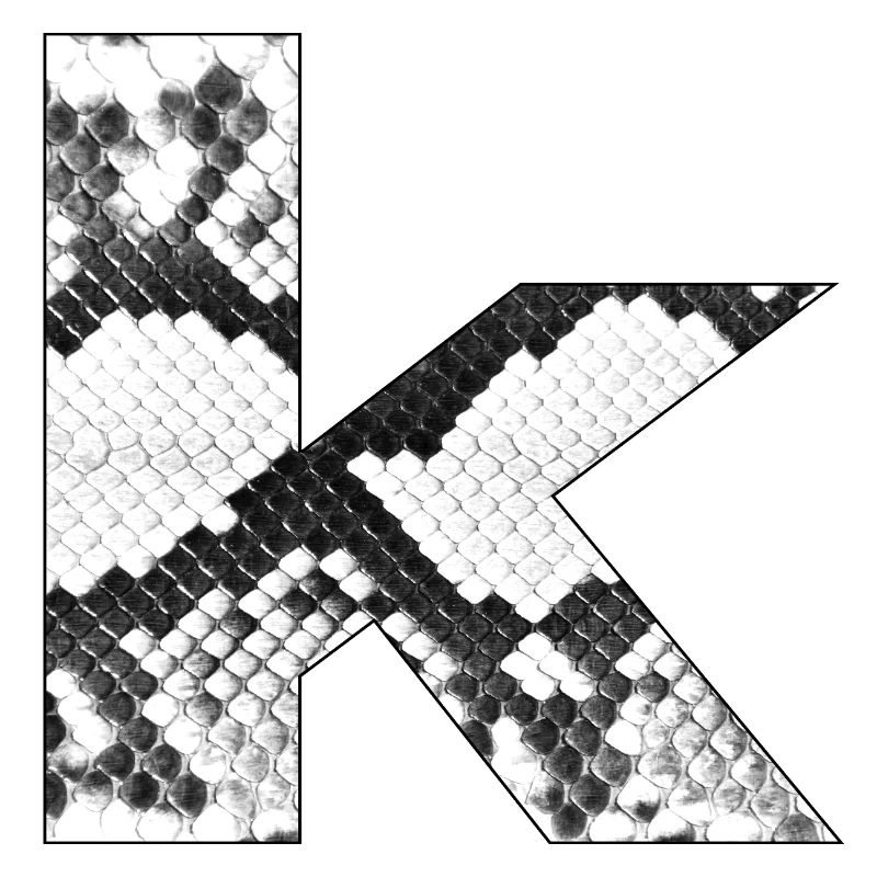 Schlangenmuster Buchstabe k