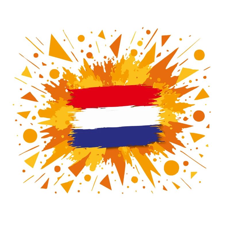 Dutch Flag with Orange Background