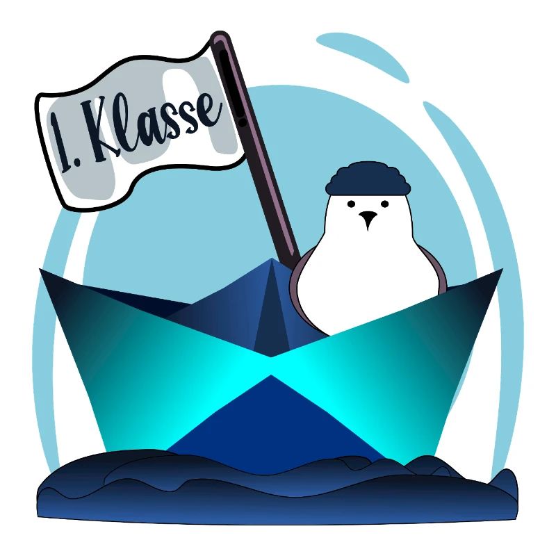 Möwe Segeln Papierboot 1. Klasse Schulkind