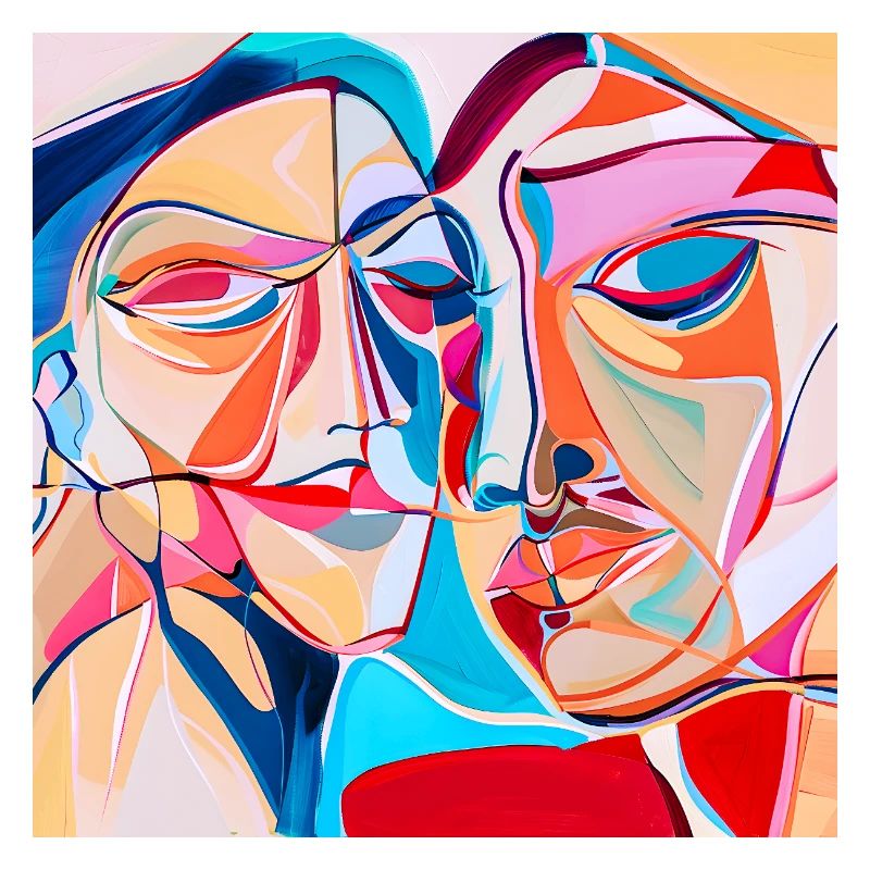 Portrait Abstrait Coloré Expressionniste