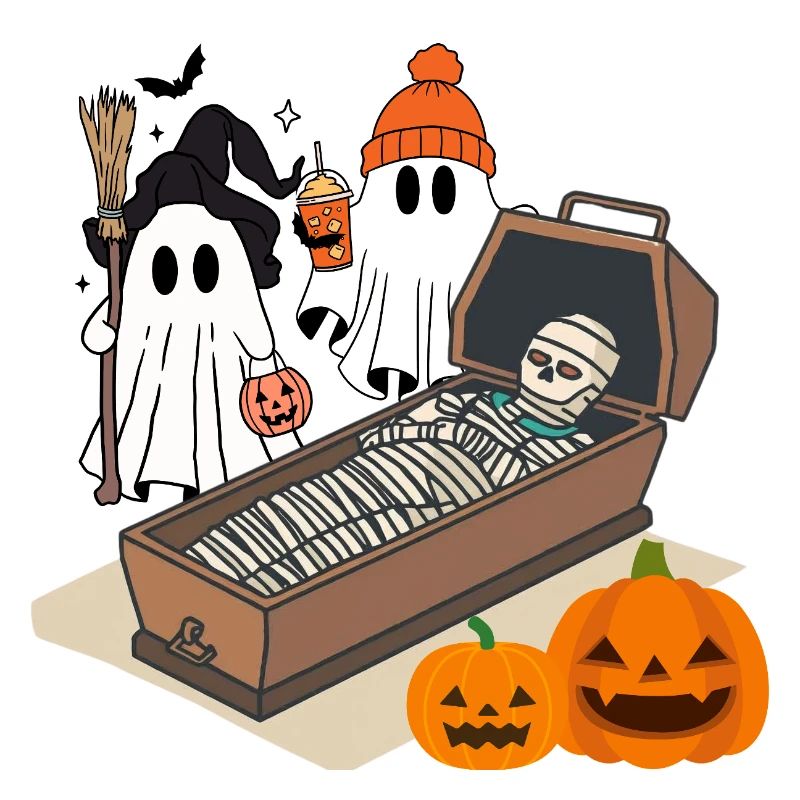 Fantômes d’Halloween effrayants et conception de squelettes