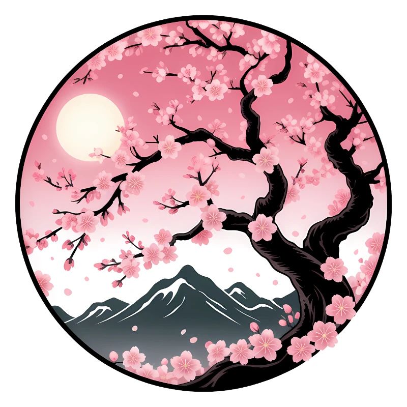 Cherry Blossom Mountain Landscape